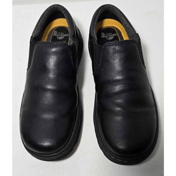 Dr. Martens Tipton Slip On Flats Black Leather Yellow Stitching Mens Sz 8 - Picture 2 of 10